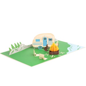 Camping trip 3D Pop Up Card- Camping / remorque Night Birthday Card - Get Well Card - Good Luck Card- adventure 3d card- vacation card