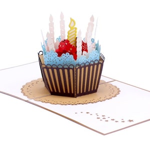 Cupcake 3d Birthday pop up card / Carte d’anniversaire spéciale, carte de fête des mères, carte de félicitations / cartes de vœux POPUP 3D pour toutes les occasions