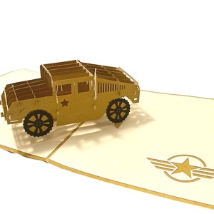 Humvee military 3d pop up card, retraite, carte d’armée, carte de vœux, carte militaire 3d, carte d’armée 3d, carte d’armée 3d hummer, fête des pères