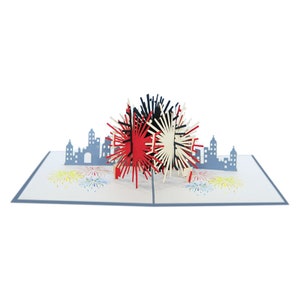 Carte pop-up Fireworks 3d / nouvel an / 4 juillet / célébration / anniversaire / carte de retraite / carte de félicitations / anniversaire / mariage / carte d’anniversaire