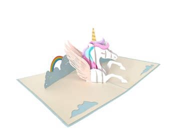Unicorn Birthday Pop Up cards, for girl, Kids Birthday 3D Card, niece birthday card, Congratulation Card, thank you card, mother&#39;s day