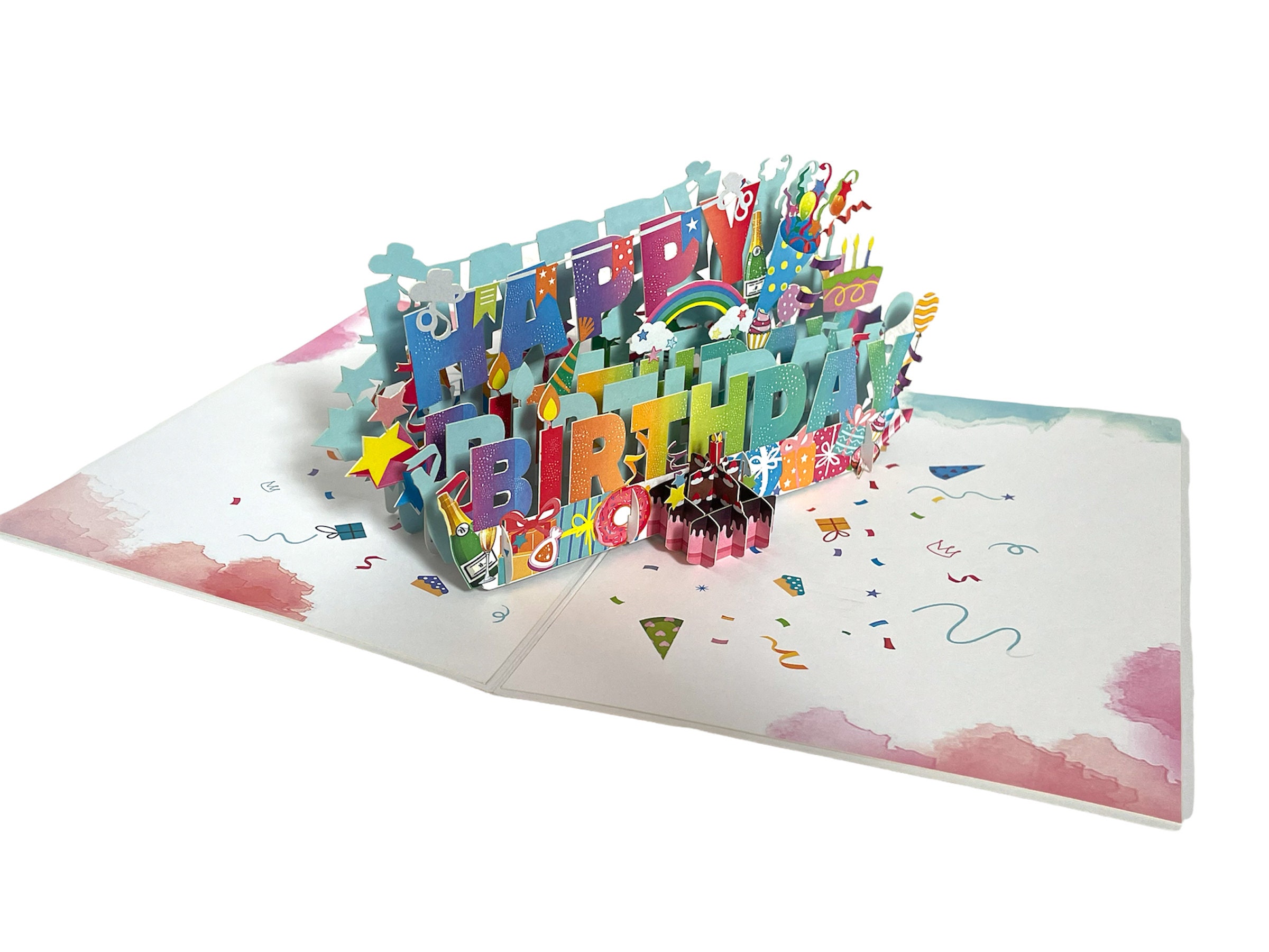 Happy Birthday Text 3D Pop up Colorful Card Birthday Pop up Card, With ...