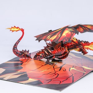 Cartes pop-up d’anniversaire Fire Dragon, pour les garçons, carte 3D d’anniversaire pour enfants, carte amusante, carte de félicitations, carte de remerciement, carte de retraite,