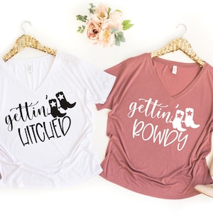 Getting Hitched Shirt, Getting Lit Shirt, Getting Rowdy Shirt, Bachelorette Party Shirts, Bride Shirt, Engagement Ring Shirt Bach Bash