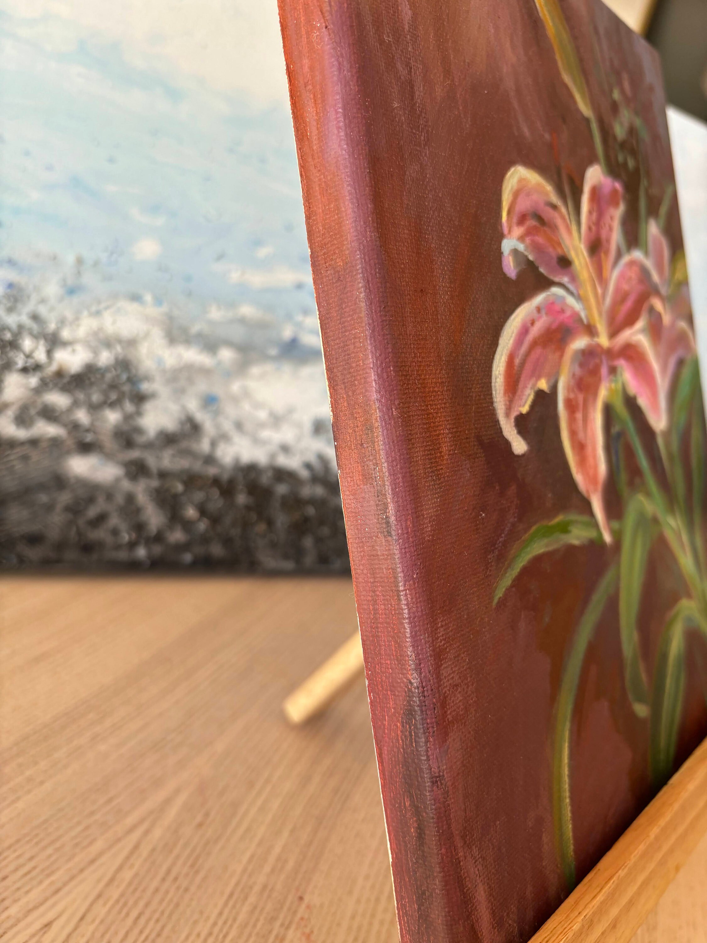 Lily Flower Oil Painting, Original Painting on Canvas 8 X 10 ,floral