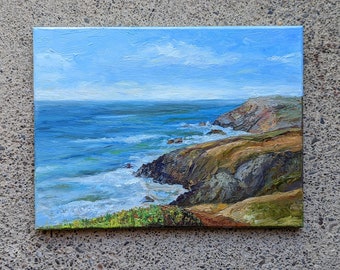 Ocean view, Original painting, oil on stretched  canvas 12'' x 16''.