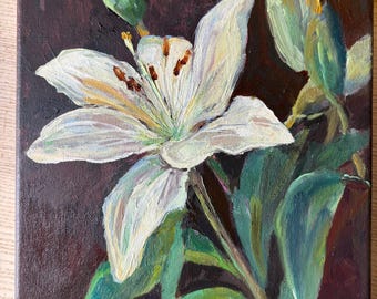 白いユリ 白いユリの花の絵画 ユリの芸術 花の静物画 蓮の絵