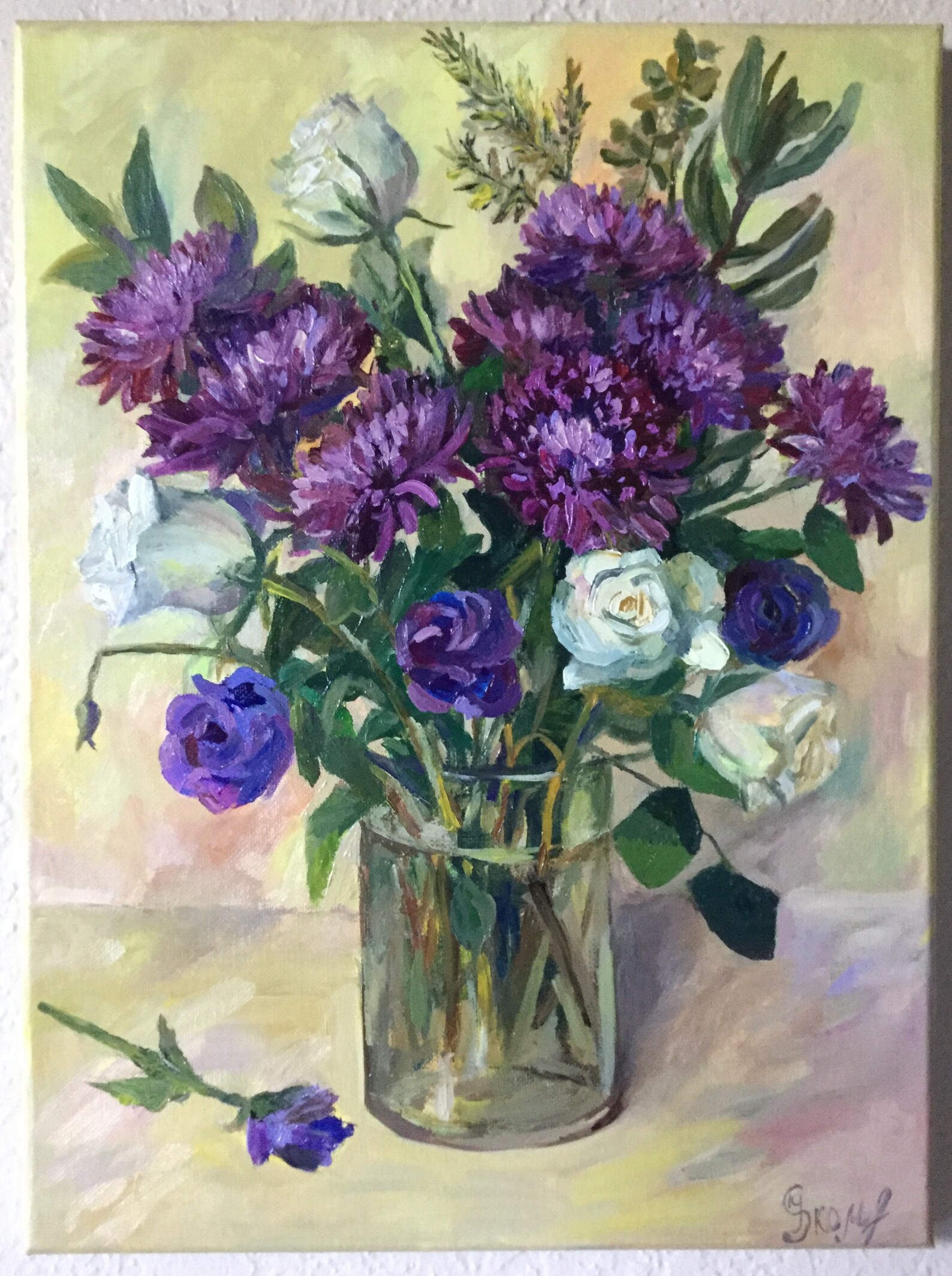 Chrysanthemums Original painting oil on canvas Etsy