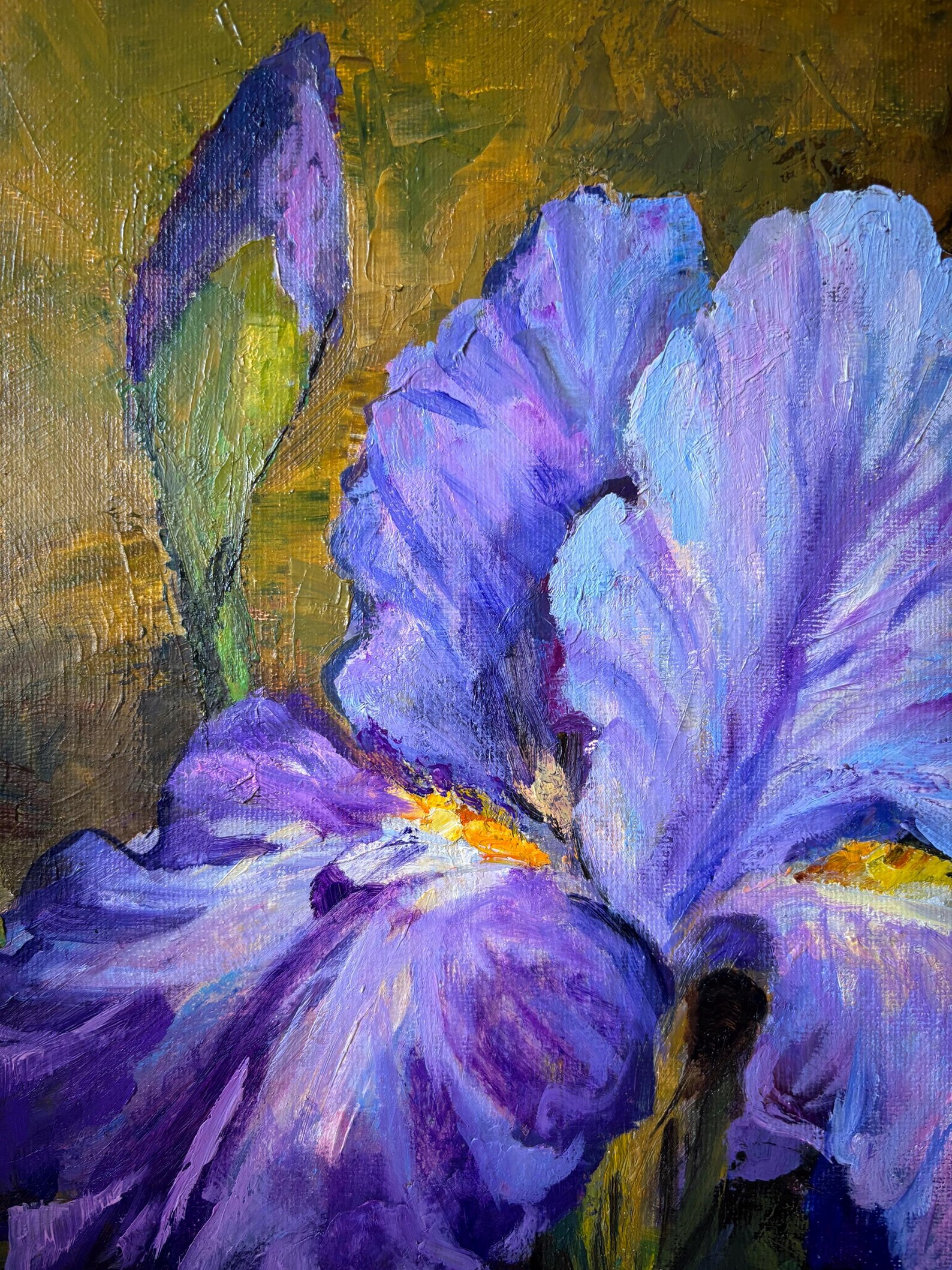 Purple Iris Original Oil Painting on Canvas 12'' X 12'' - Etsy