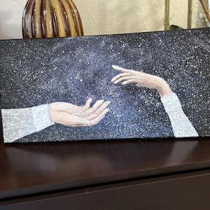 Wedding in Heaven,  original painting on canvas 10&#39;&#39;x 20&#39;&#39;, Canvas Wall Art Room Decor