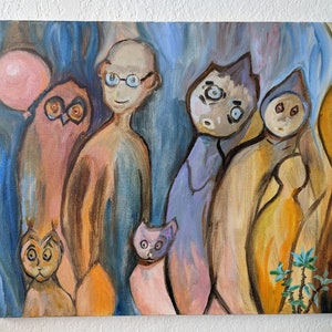 Original Oil painting  on canvas  14&#39;&#39; x 18&#39;&#39;, surreal wall decor, expressionist  painting. abstract art