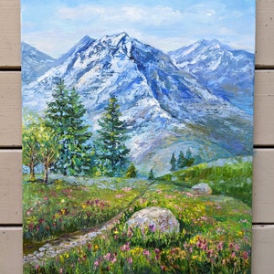 Mountains  Spring Landscape, Landscape Painting,  Original painting, oil on stretched  canvas 20&#39;&#39; x 16&#39;&#39;.