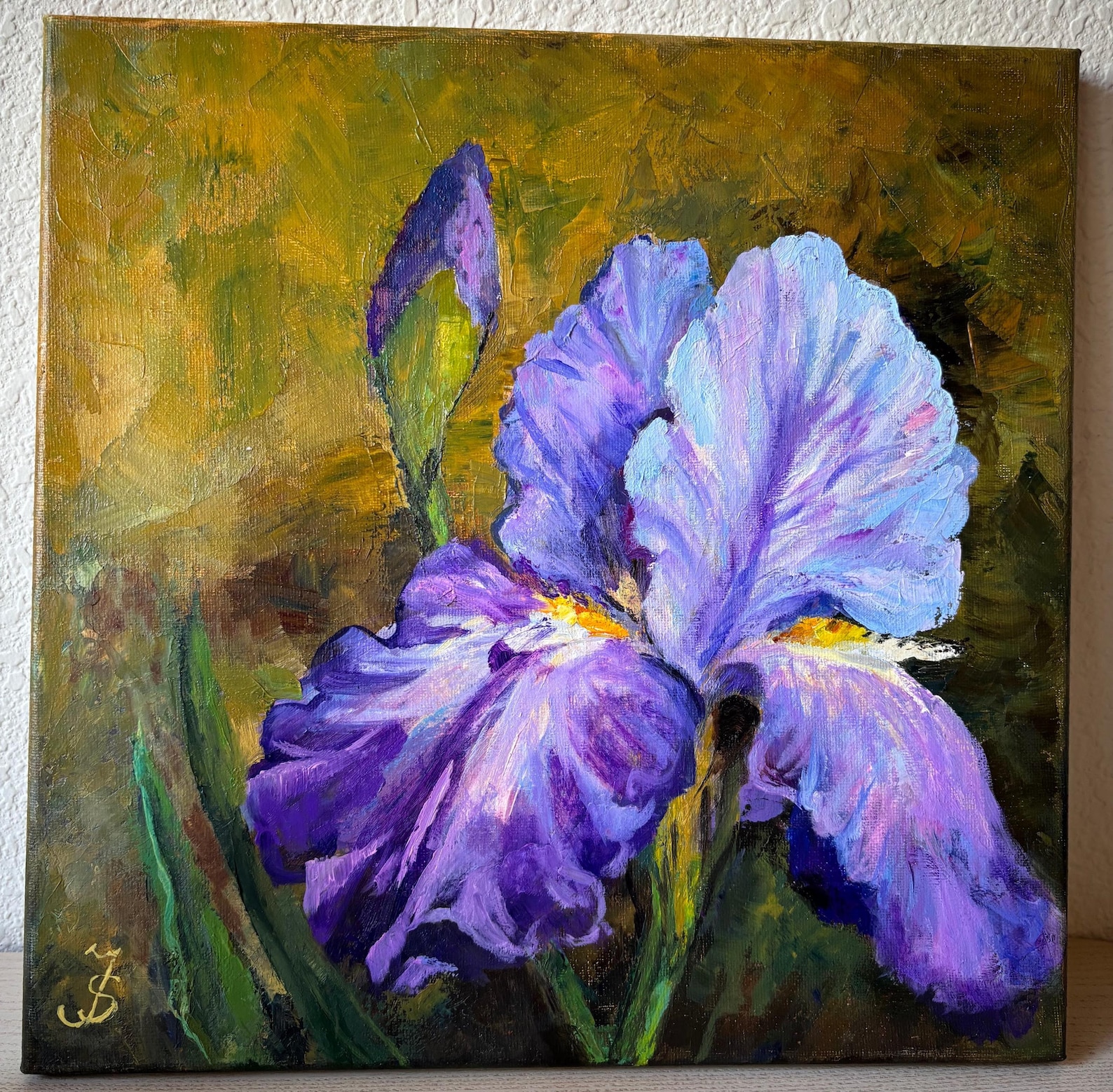 Purple Iris Original Oil Painting on Canvas 12'' X 12'' - Etsy
