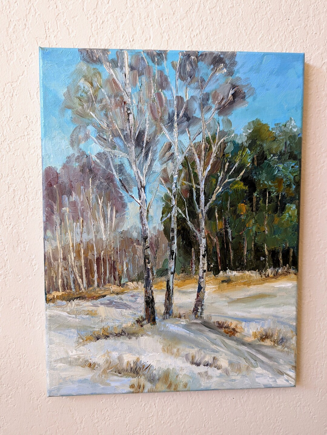 Winter Forest Original Oil Painting, Landscape Wall Art, Painting on ...