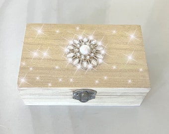 Glitter and Crystals, Wood Tarot Card Box, Wood Oracle Deck Box, Twin Flame Tarot Card Box, Wooden Tarot Box,  Boxes for Tarot Deck Storage,