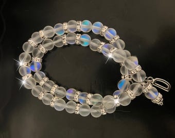 Moonstone Anklet & Moonstone Bracelet Set w Rhinestones for Attracting Love, Relationship Harmony, Emotional Balance Twin Flame Gift Wedding