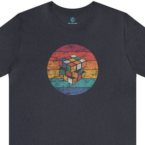 Rubik's Cube 80s Vintage Sunset Rubik's Cube T-Shirt (Adult Sizes) - Distressed Retro Fun Tee