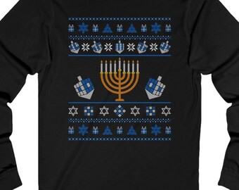 Rubik's Cube Ugly Hanukkah Sweater (long Sleeve) Big Menorah
