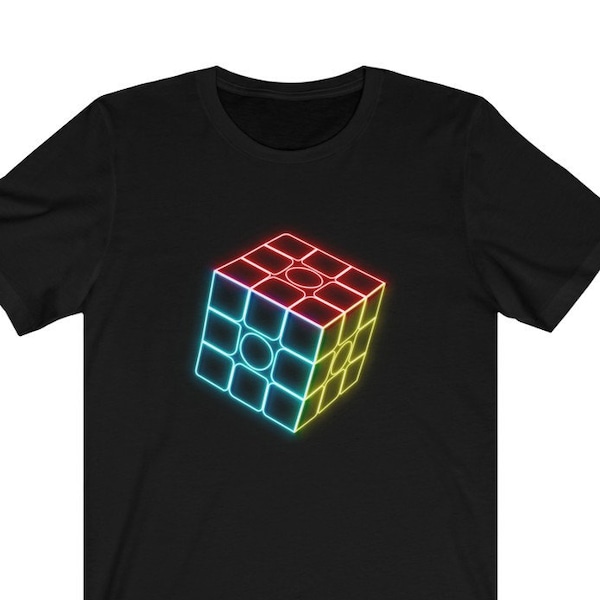 Neon Rubik's Cube Shirt (Adult Sizes) - Soft Cotton T-Shirt, Fun Gift, Multiple Colors Available