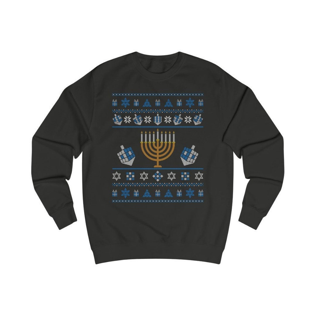 Rubik's Cube Ugly Hanukkah Sweater (sweatshirt) Big Menorah, 3x3