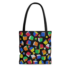 Cubes All Over - Rubik's Cube Tote Bag - All Over Print - Rubik's Cube Bag - Comestibles, Playa, Piscina