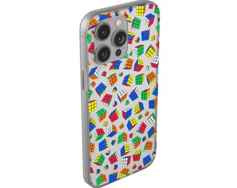 Cubes All Over - Rubik's Cube Transparent Phone Cases - Flexi Case