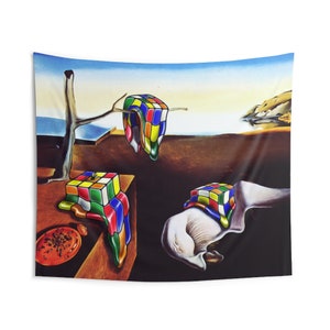 Melting Rubik&#39;s Cube Art - Salvador Dali - Indoor Wall Tapestry
