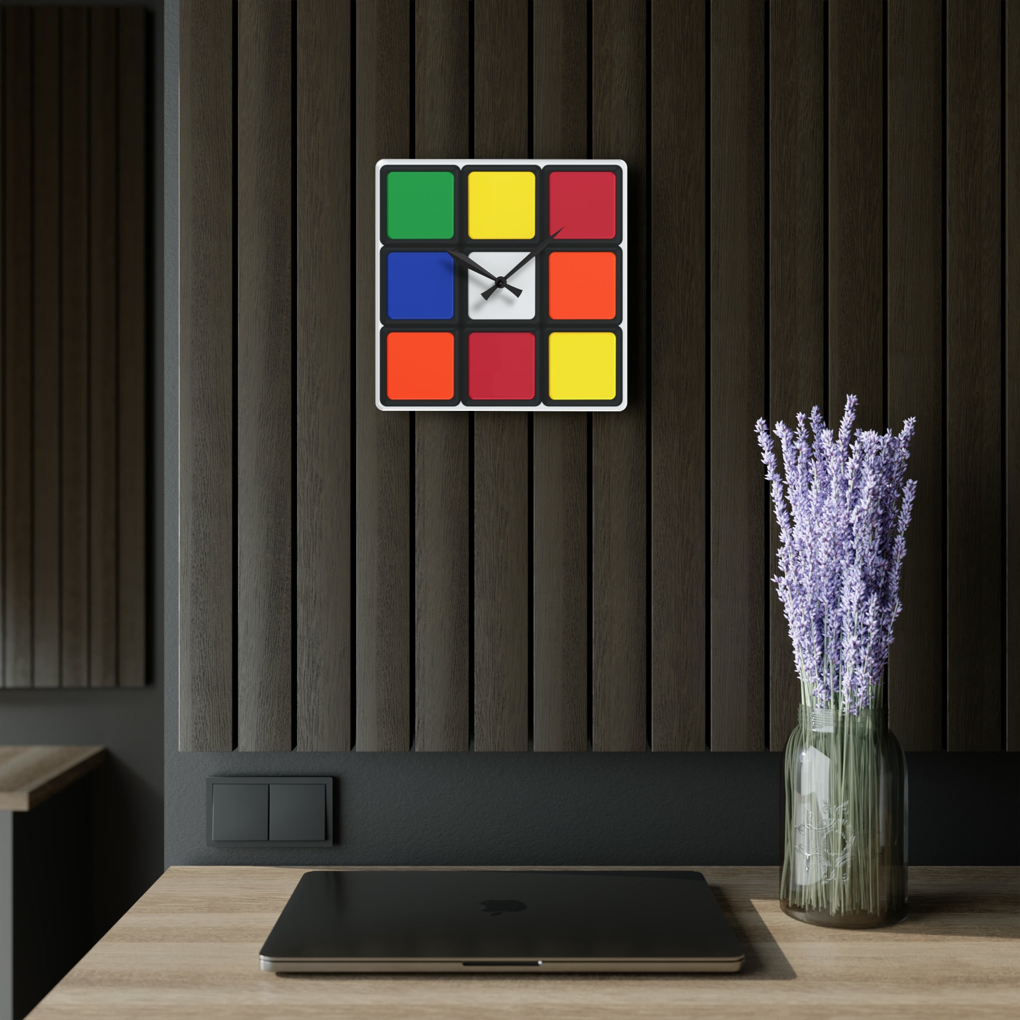 Rubik's Cube Acrylic Wall Clock, Square, Bedroom Decor - Etsy