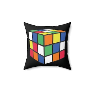 Rubik&#39;s Cube Pillow - Scrambled & Solved - 2-sided - Gift for Cuber, Cool Bedroom, 3x3 Cubing, Boy, Girl, Best Birthday, Kid, Youth, Sleep