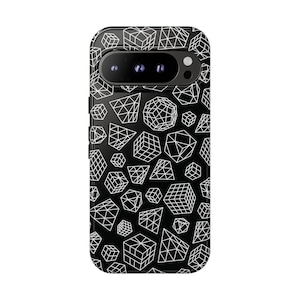 Rubik's Cube, Pyraminx, Megaminx, Skewb, Square-1 Phone Case - Black and White - Tough Case - iPhone Samsung Google - Line Art Cubes