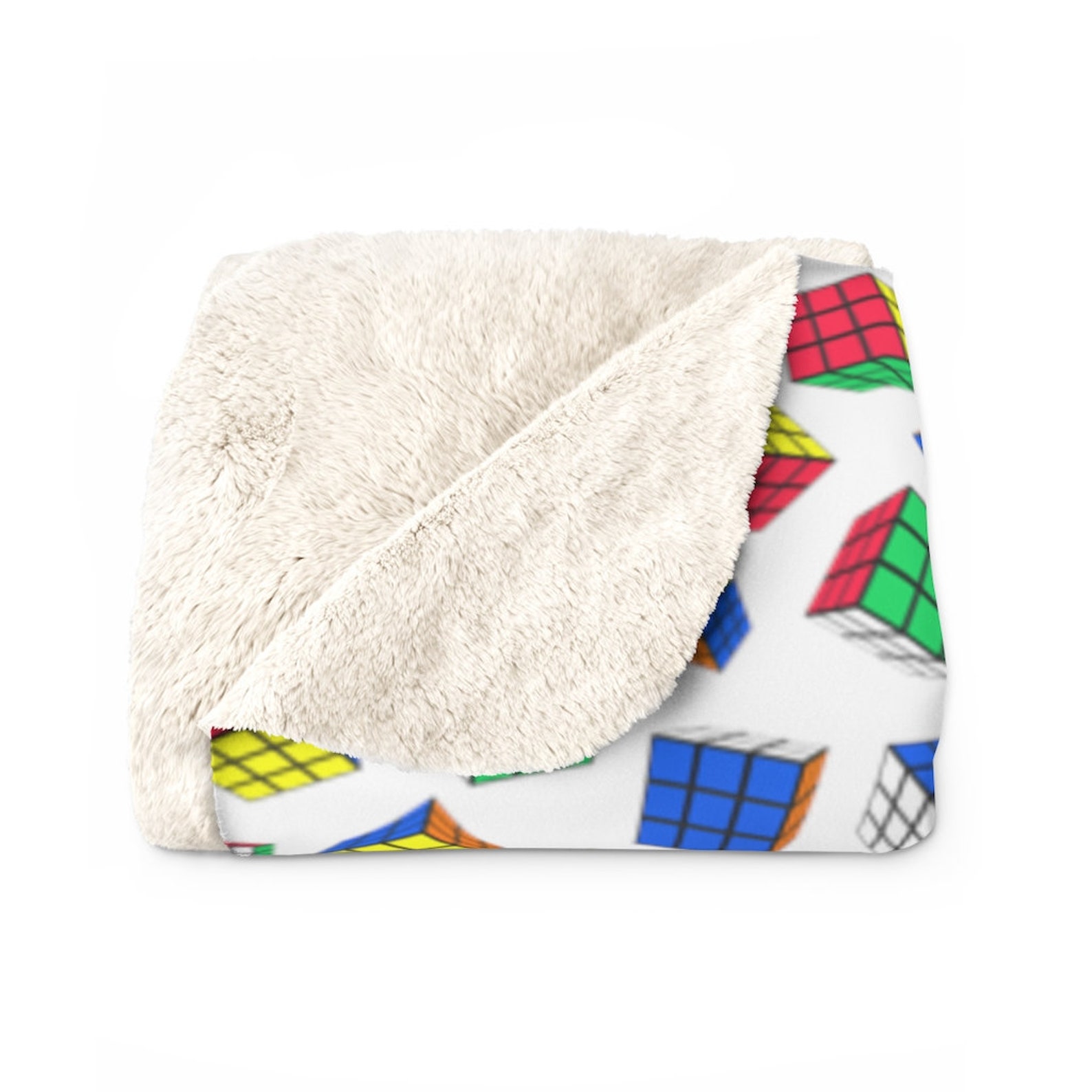 Cubes All Over Rubik's Cube Blanket Sherpa Fleece Etsy