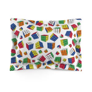 Rubik's Cube Pillow Sham - Cubes All Over (White) - Bedroom Decor Pillow Cover