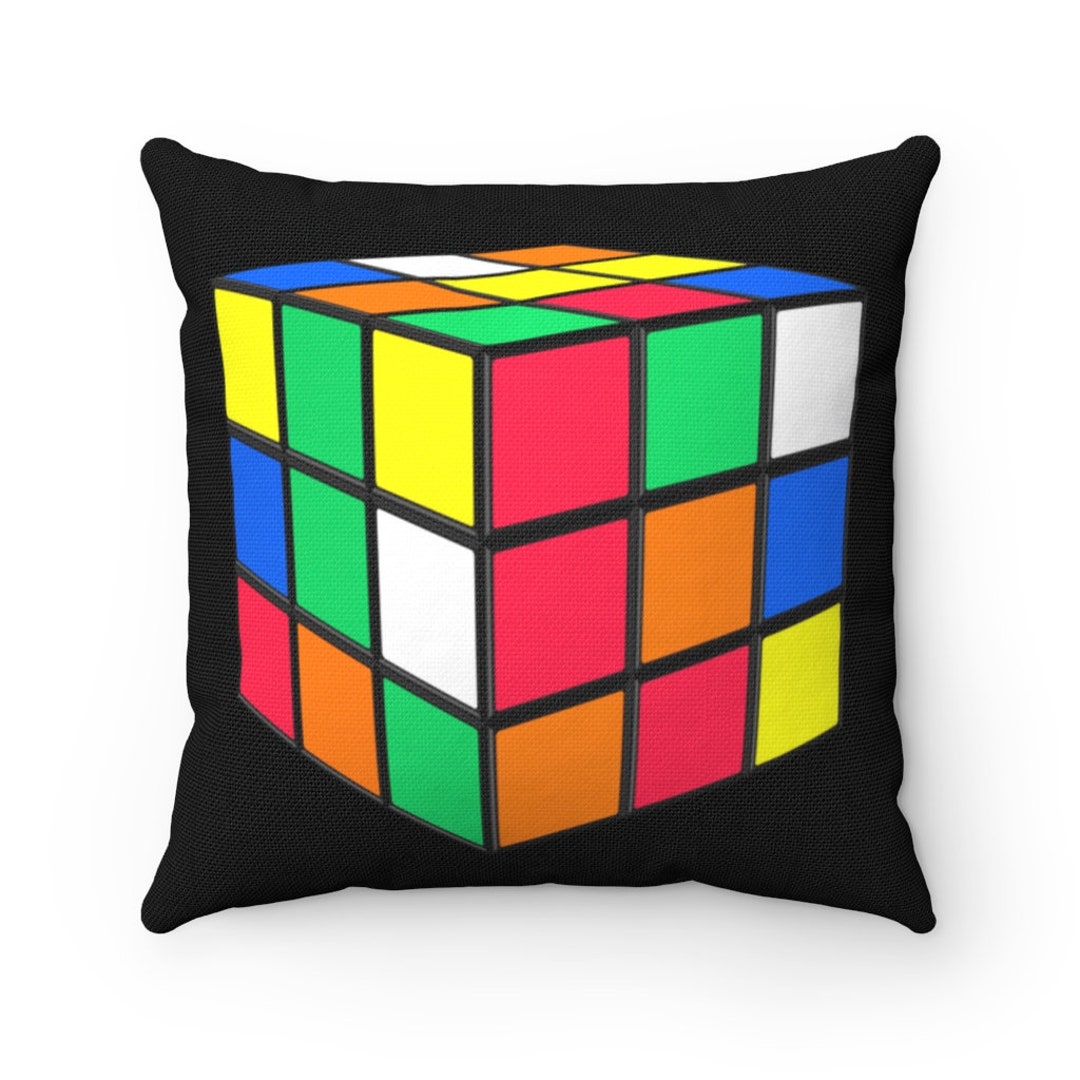 Rubik's Cube Pillow Scrambled 2sided With Opposite View on Back Gift