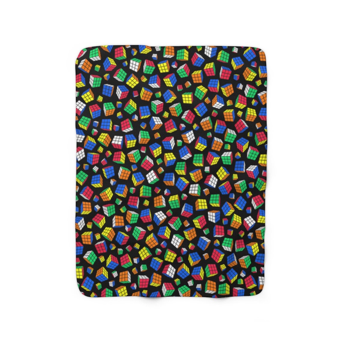 Cubes All Over Rubik's Cube Blanket Sherpa Fleece Etsy