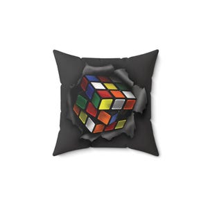 Cube Bursting Through - Rubik's Cube Pillow - Fun Gift for Cuber, Cool Bedroom, 3x3 Cubing, Boy, Girl, Best Birthday, Kid, Youth, Sleep