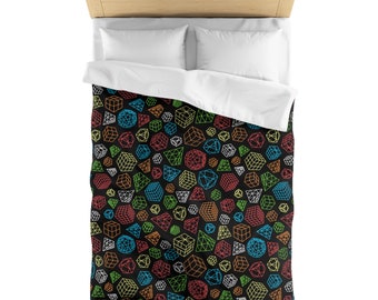 Colorful Line Art Cubes - Rubik's Cube Duvet Cover with 2x2, 3x3, 4x4, Pyraminx, Megaminx, Skewb, Square-1