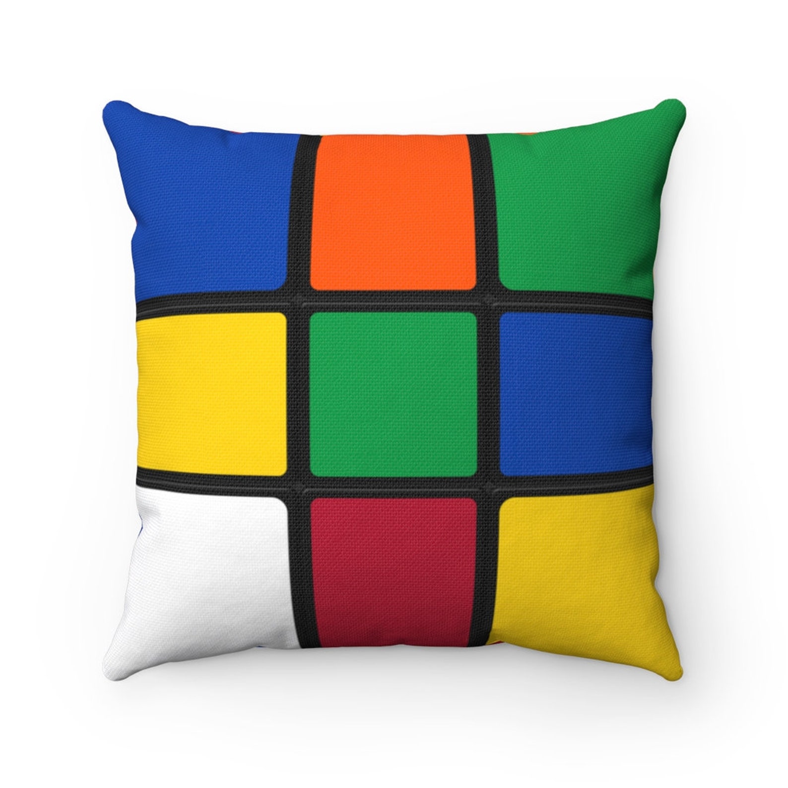 Original Rubiks Cube Pillow 2 Sided Print Square Throw Etsy
