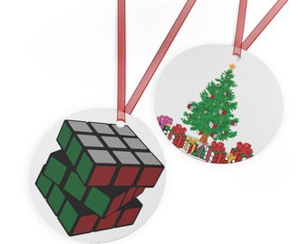 Rubik's Cube Christmas Ornament - Ceramic Ornament