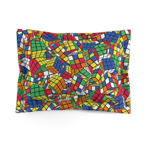 Rubik's Cube Pillow Sham - Pile of Cubes - Bedroom Decor Pillow Cover