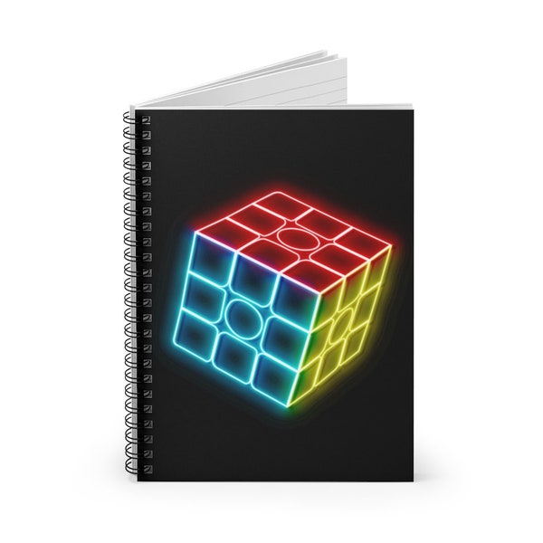 Neon Cube - Rubik's Cube Notebook - Spiral Ruled Line