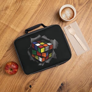 Cube Bursting Out Lunch Bag, Rubik's Cube School, Work Insulated Lunch Box Zipper