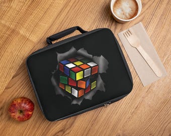 Cube Bursting Out Lunch Bag, Rubik's Cube School, Work Insulated Lunch Box Zipper