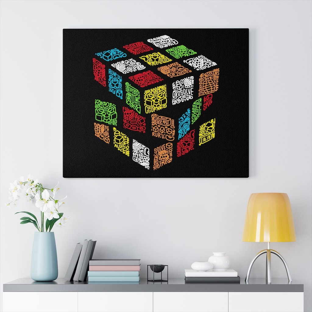Rubik s Cube Art Doodle Cube Canvas Gallery Wrap Etsy Nederland