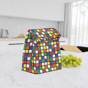 Rubik&#39;s Cube Lunch Bag - Insulated Lunch Bag, Reusable Lunch Bag, School Lunch Bag, Zero Waste Packaging, Lunch Tote, Cooler Gift