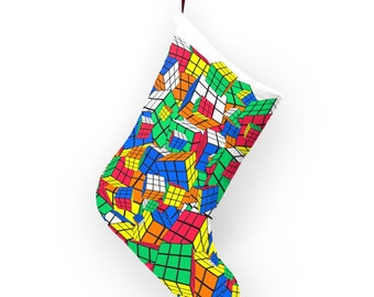 Rubik's Cube Stocking - Crazy Cubes Christmas Stocking - Colorful Design