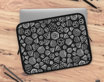 Rubik's Cube Laptop, Tablet, iPad Sleeve, Monochrome Line Art Black