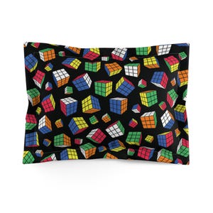 Rubik's Cube Pillow Sham - Cubes All Over (Black) - Bedroom Decor Pillow Cover
