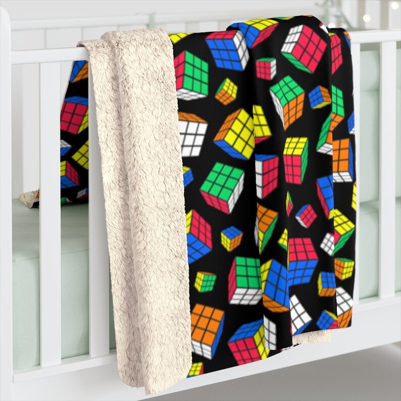 Cubes All Over Rubik's Cube Blanket Sherpa Fleece Etsy