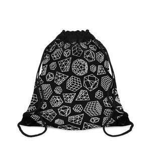 Monochrome Rubik&#39;s Cube Drawstring Bag, Line Art Drawstring Backpack, Competition Bag, B&W