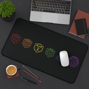 Rainbow Cube Lineup Rubik's Cubes Desk Mat, Cubing Mat, Speedcubing Competition Prep